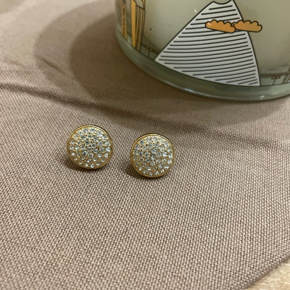 Vintage Christian Dior Rhinestone/Gold Tone Post Earrings - Picture 7 of 7